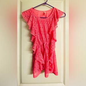 Cute pink bathing suit cover. Size 8 in juniors. Like new